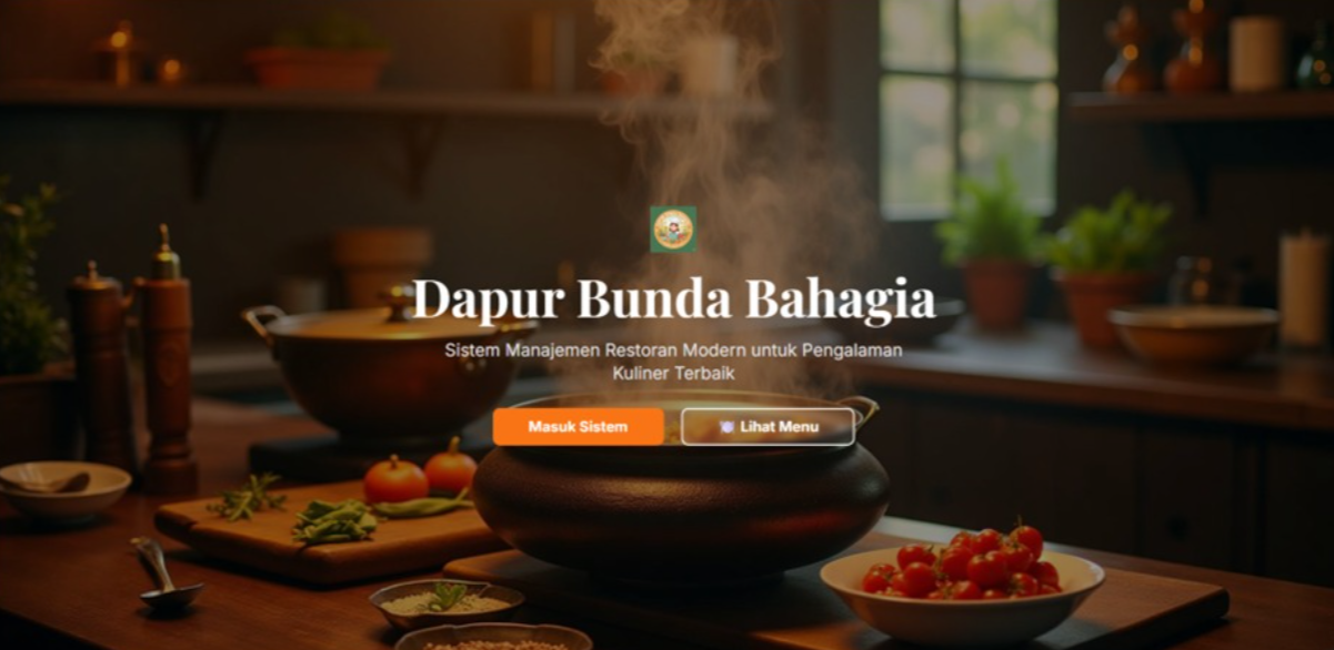 Halaman utama website restoran Dapur Bunda Bahagia